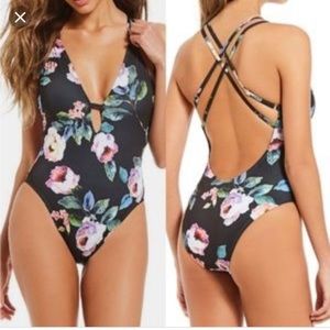 Gianni Bini romantic rose one piece swim suit m